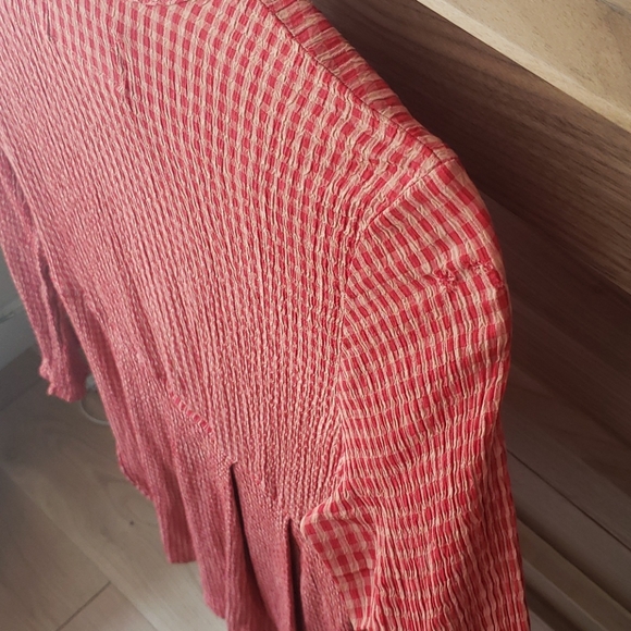 FLAX Red Gingham Checked short dress ButtonTunicS - Picture 8 of 9